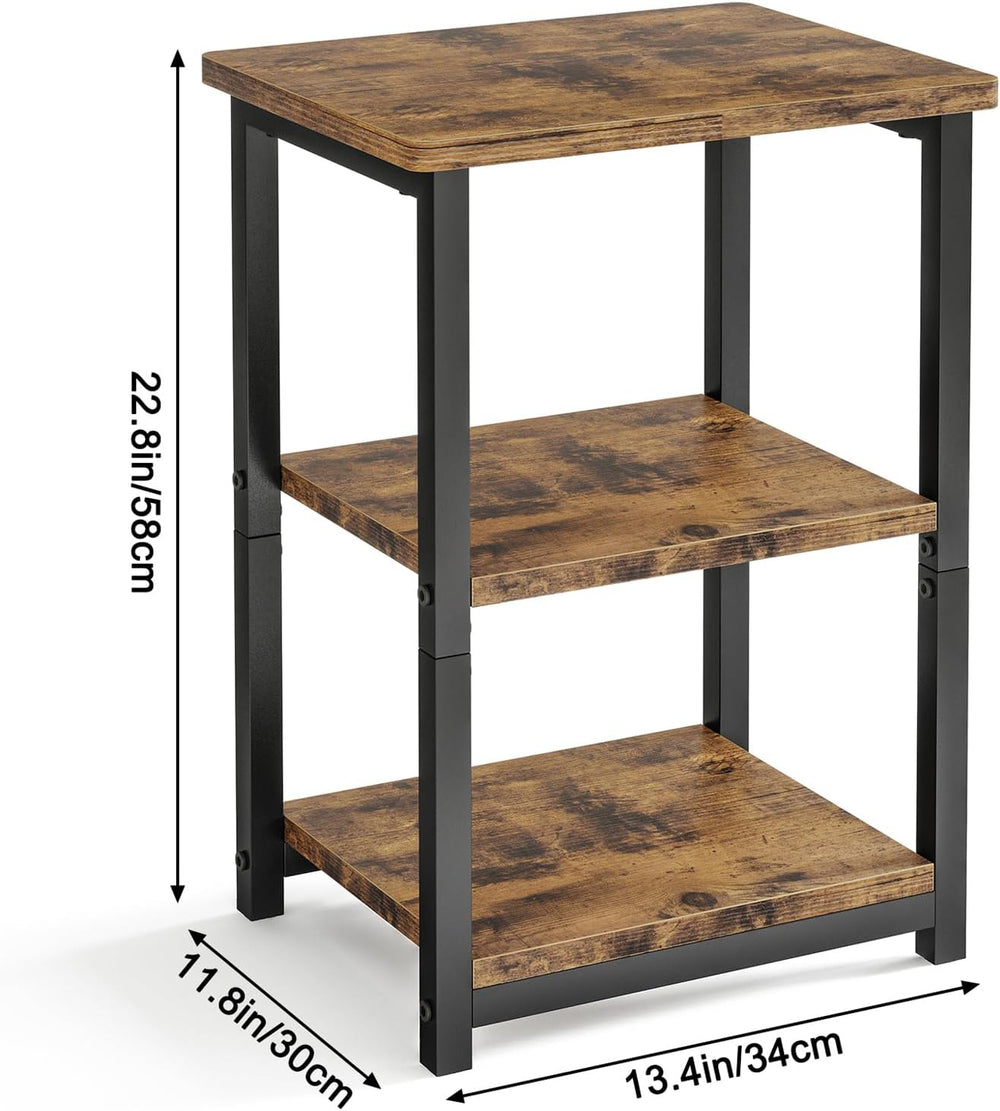 TOMNK 2PCS Side Table 3-Tier Small End Table,Brown