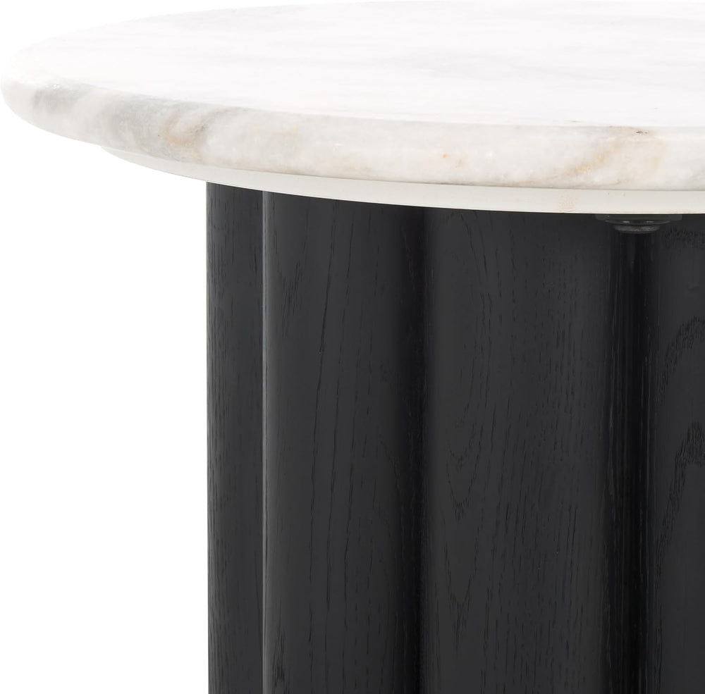 SAFAVIEH Couture Collection - Roxiella Black Solid Wood & Round Marble To...