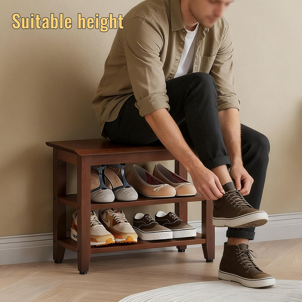 Wood Shoe Bench for Entryway,Bench with Shoe Rack,Storage Shoe Organizer for ...