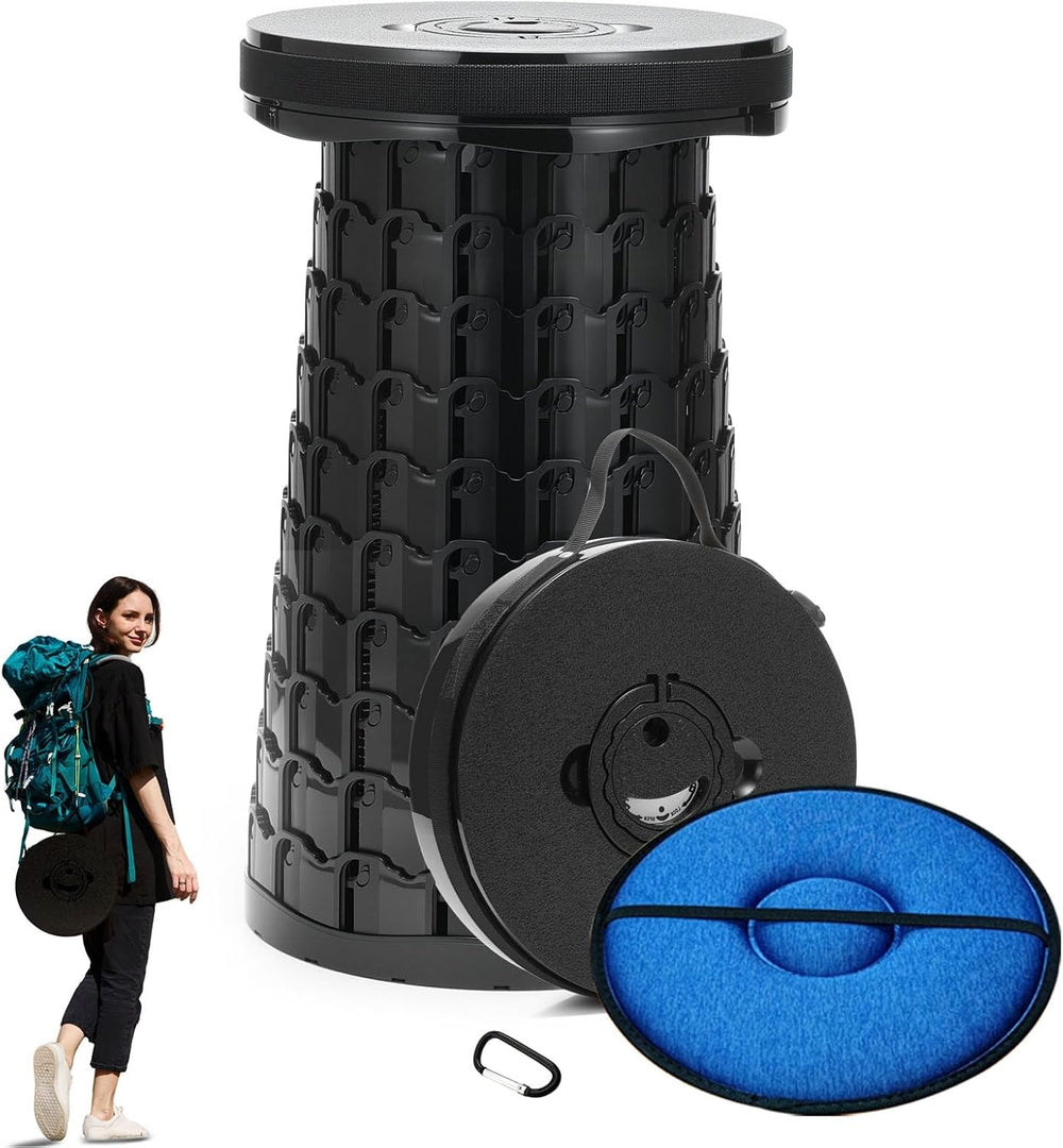 Collapsible Stool with Cushion,1000 lbs Capacity,19.7-in Adjustable Height