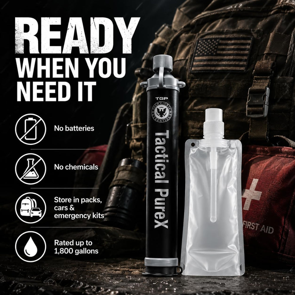 Tactical PureX Water Filter Straw, Portable Water Purifier