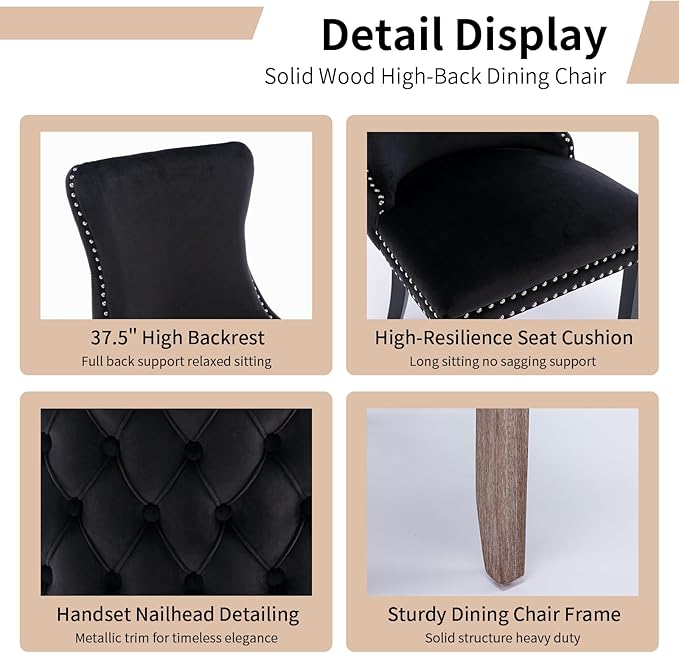 Modern Dining Chairs Set of 4, Upholstered Dining Chair with Full Back and Bu...