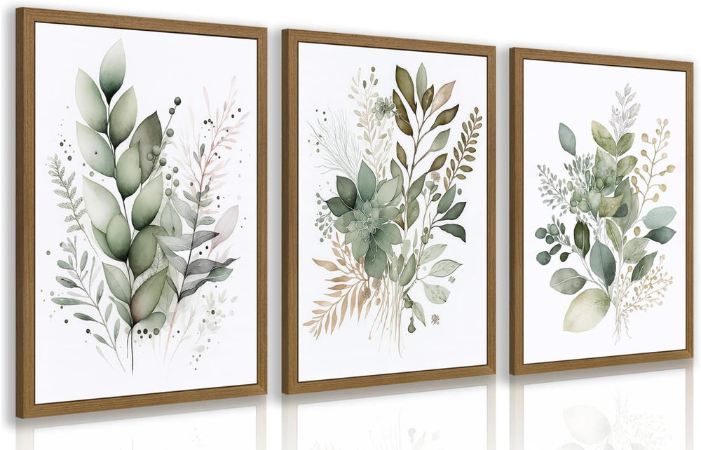 EisEver Watercolor Botanical Wall Art Set of 3, Sage Green Bathroom Wall Deco...