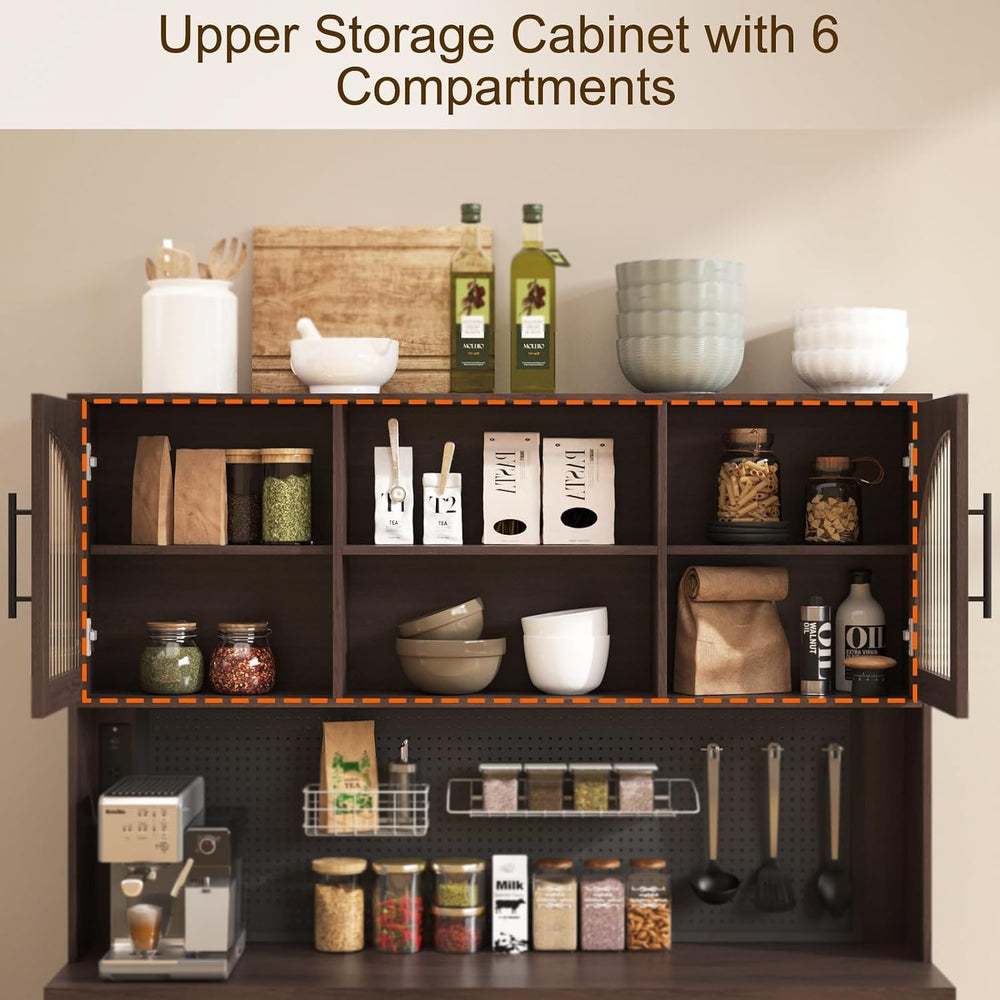 71" Tall Pantry Cabinet with Power Outlet & Pegboard, Kitchen Hutch ...