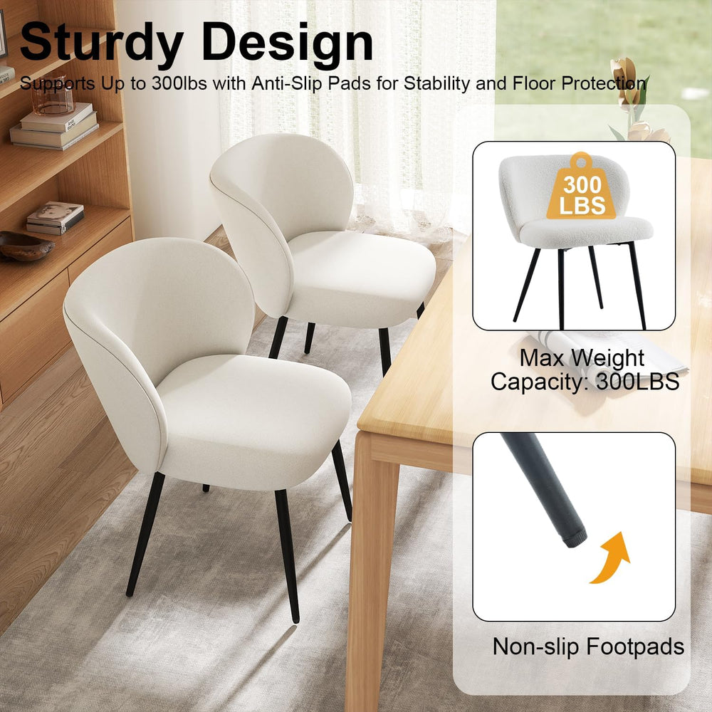 Chairs Set of 2, Upholstered Fabric Dining Room Chairs, Makeup Vanity Chair M...