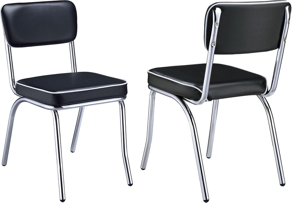 Coaster Home Furnishings Retro Set of 2 Open Back Dining Side Chairs Faux Lea...