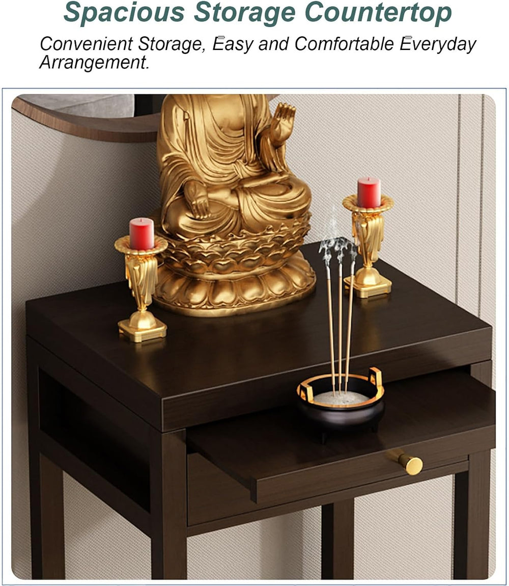 Meditation Buddhist Altar Table, Entry Console Table with Storage, Bamboo Poo...