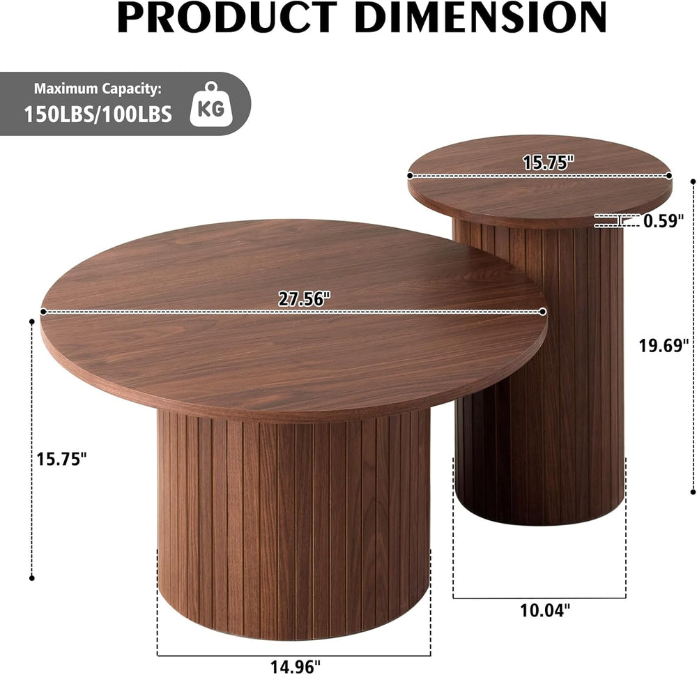 Round Nesting Coffee Table Set of 2 for Small Spaces | Modern style, suitable...