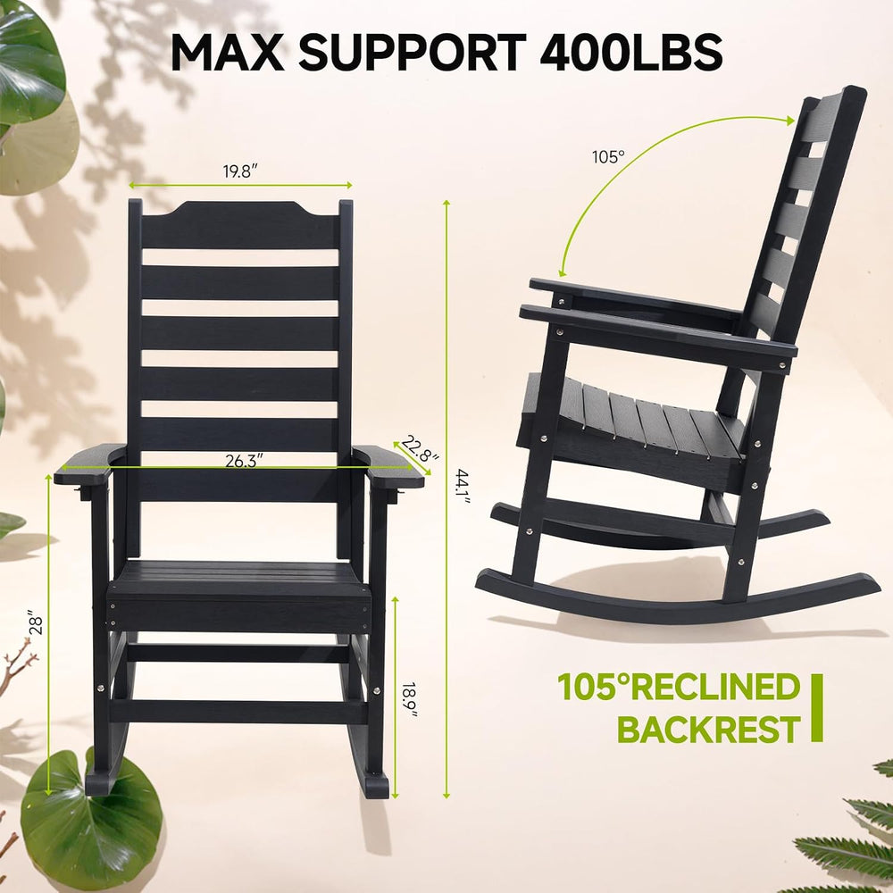 Rocking Chair Set of 2,All Weather Courtyard for Outside Balcony Gardens,High...