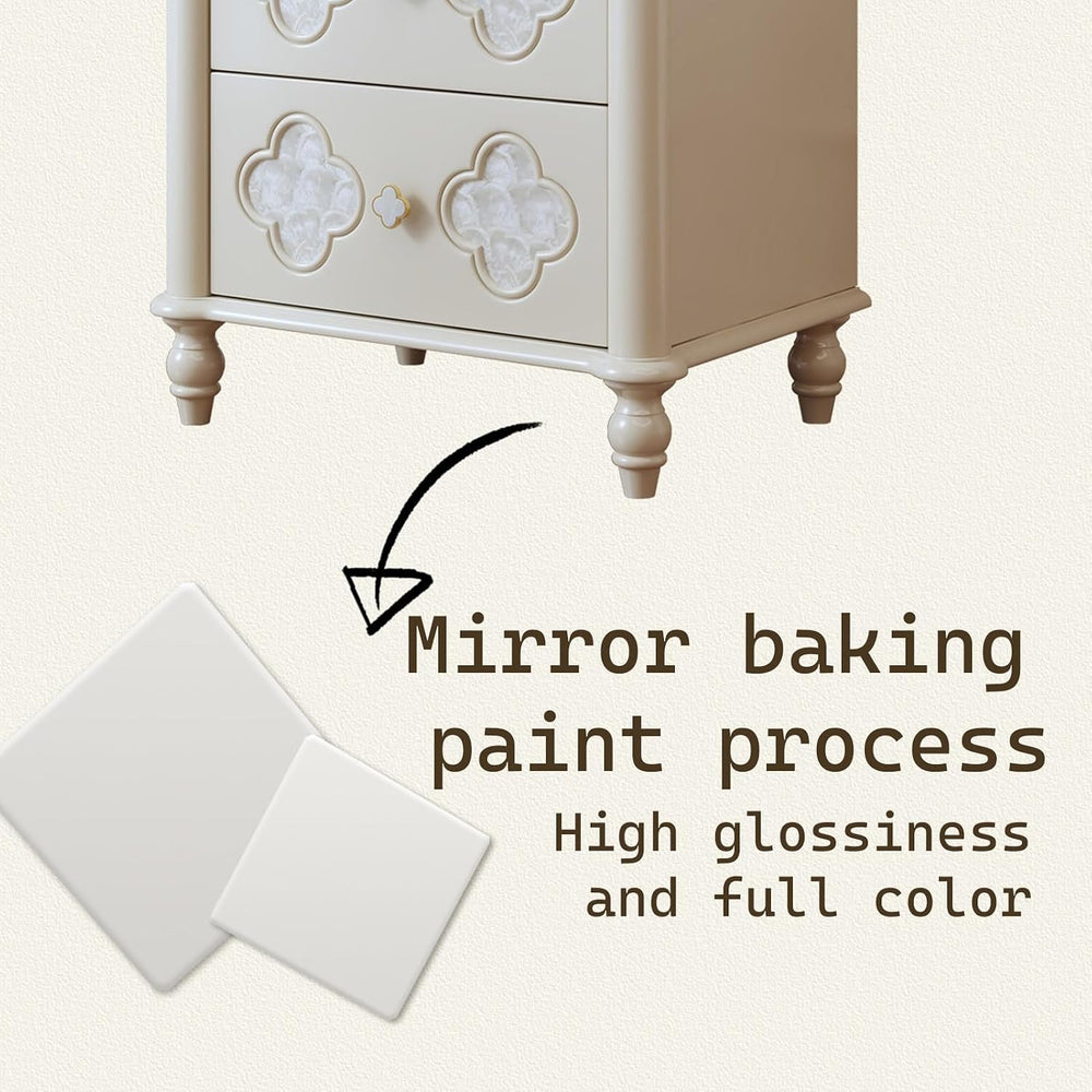 Nightstand with Patterned Drawers End Table with Metal Handle,Storage Cabinet...