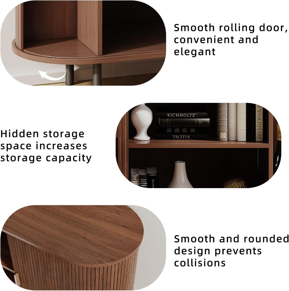 Buffet Sideboard Cabinet with Storage, 55" Fluted Cabinet with Sliding D...