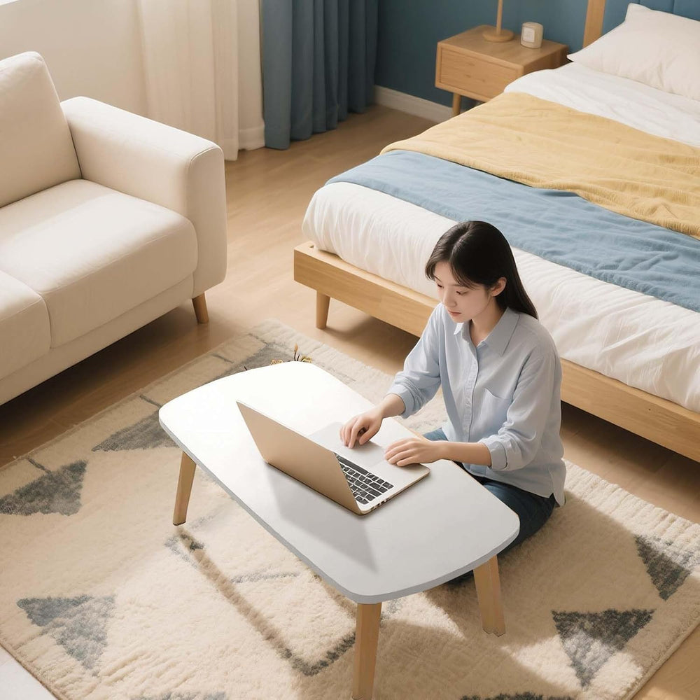 Foldable Coffee Table for Small Spaces, Low Study Table for Sitting On The Fl...