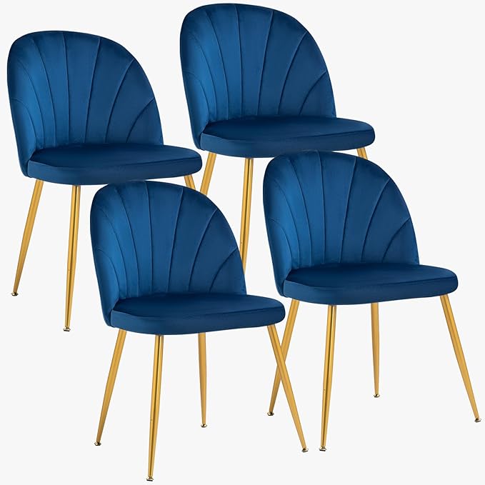 Velvet Dining Chairs Set of 4, Upholstered Mid Century Modern Dining Chairs, ...