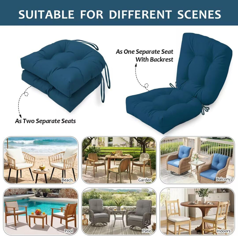 Outdoor Chair Cushions Set of 2, 19"x19" Tufted Outdoor Seat Cushio...