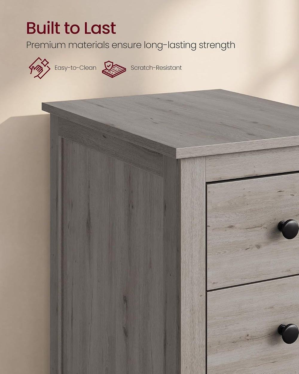 VASAGLE Liry Collection-Farmhouse Side End Table with 3 Drawers, Slim Nightst...