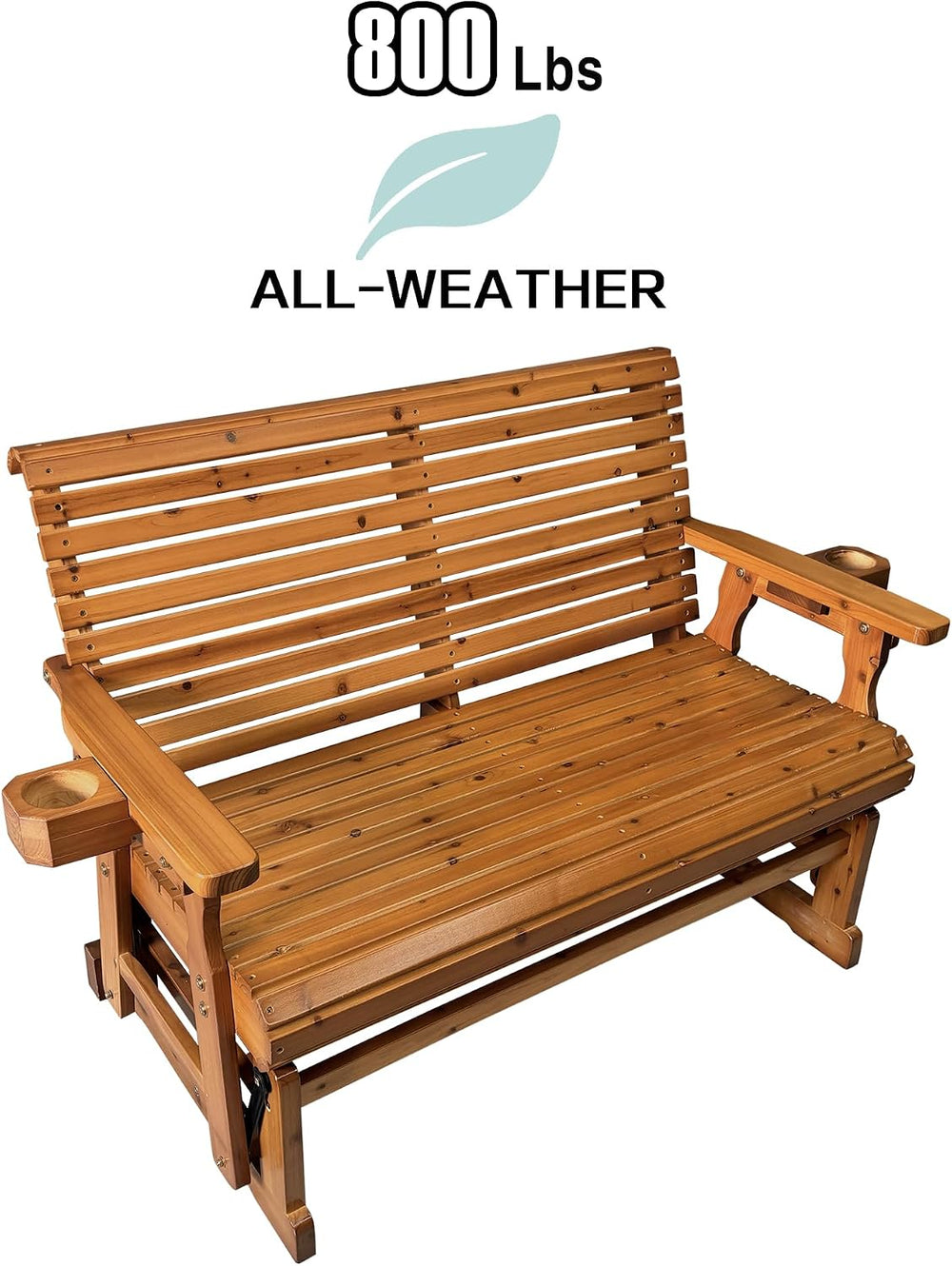 Fortune Candy Patio Glider with Cup Holders, High Roll Back and Deep Contoure...