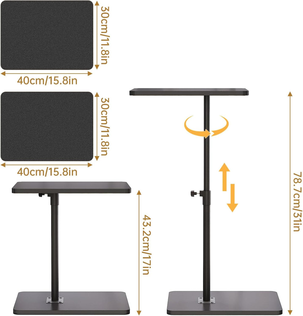 NiHome Minimalist Height Adjustable End Table, 360° Rotatable Sofa Armrest Si...