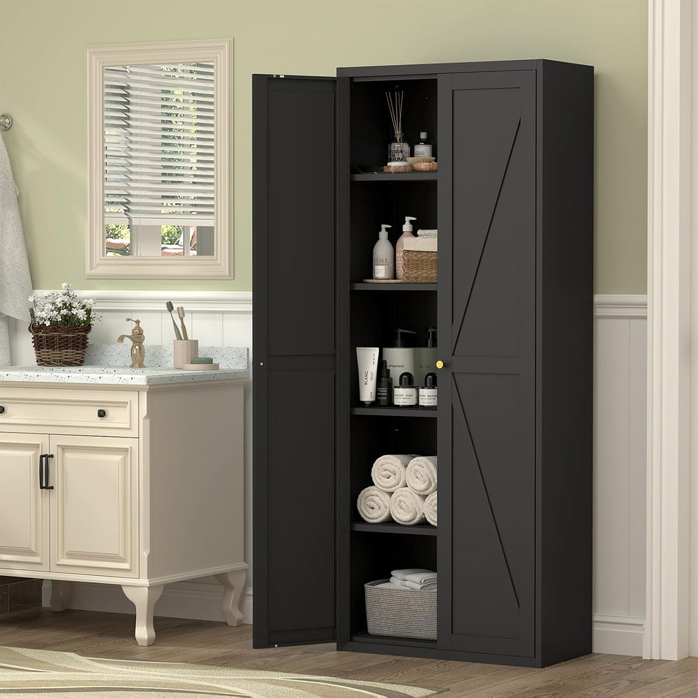 71" Tall Kitchen Pantry Storage Cabinet, Kitchen Storage Cabinet with Do...