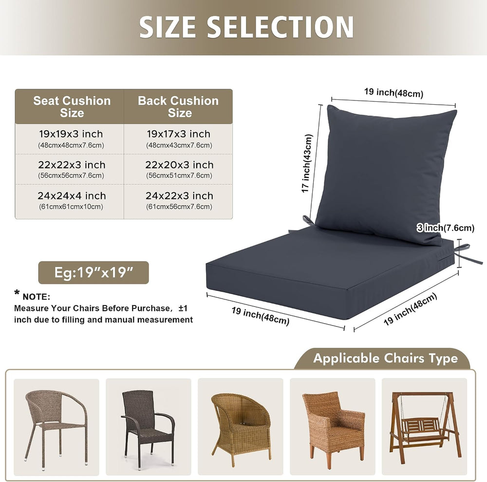Outdoor Cushions for Patio Furniture, Waterproof Outdoor Chair Cushion w/Fade...