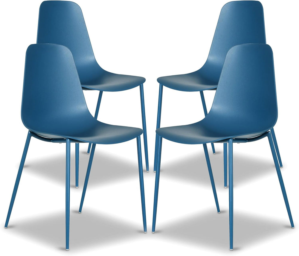 Poly & BARK Isla Modern Kitchen Chairs Set of 4 - Plastic Dining Chair wi...
