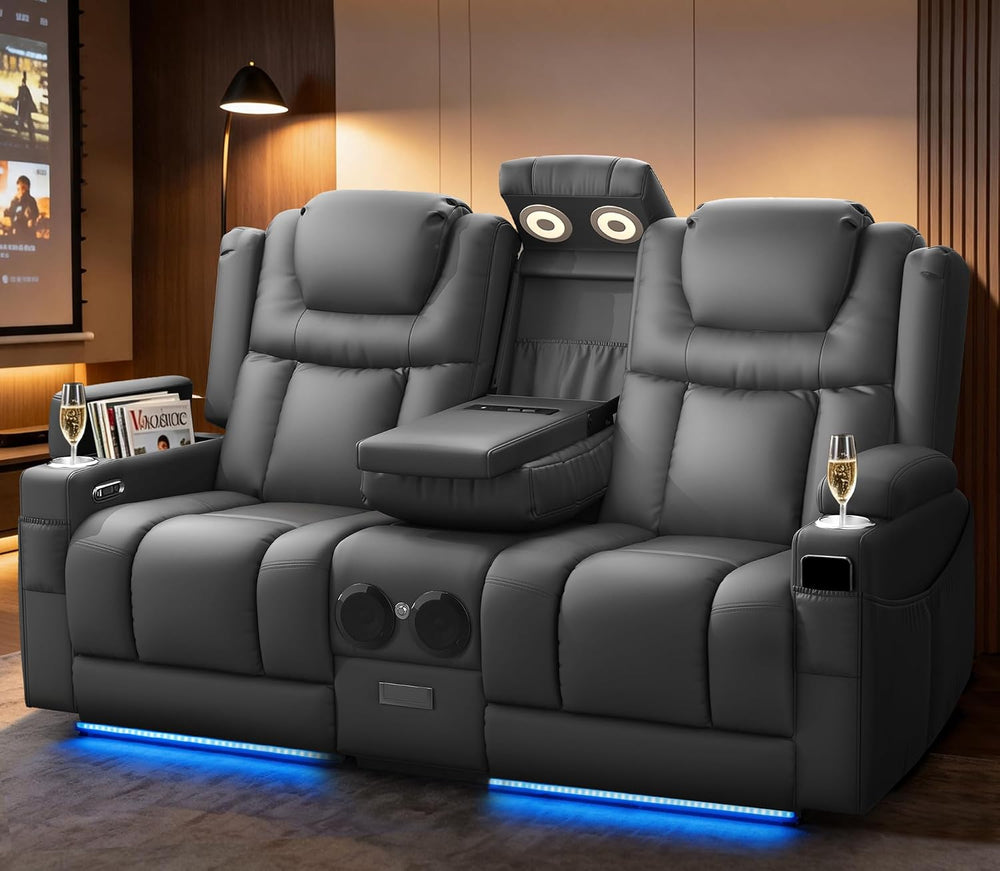 Power Loveseat Recliner Sofa with Console, Wall Hugger Reclining Loveseat wit...