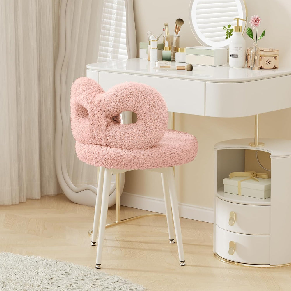 ROOMTEC Swivel Vanity Chair with Back, Upholstered Desk Chair for Girls, Mode...