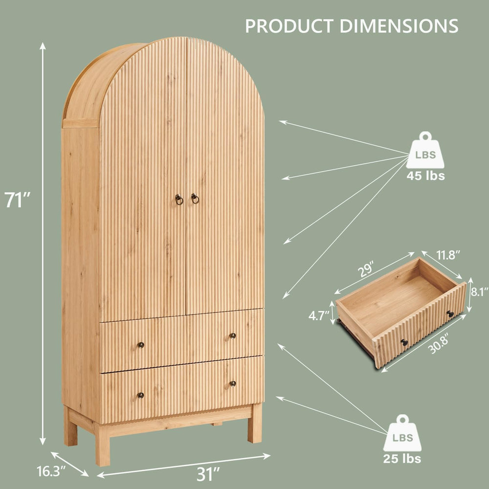 IFGET Fluted Arched Pantry Cabinet, 71" Tall Kitchen Storage Pantry Cabi...