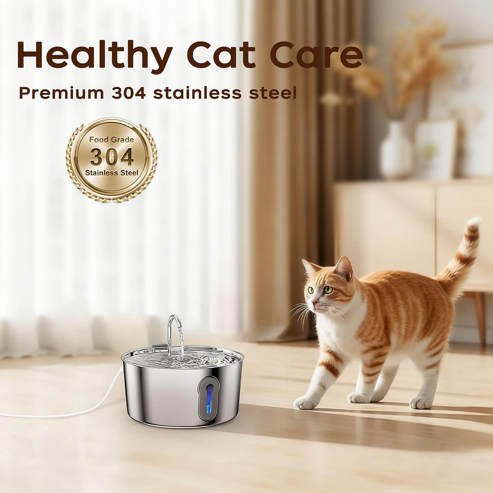Cat Water Fountain Stainless Steel, Hygienic Drinking Fountain for Cats