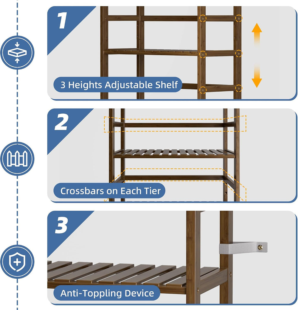 HITNET Bookcase, Bamboo Bookshelf, 6-Tier Adjustable Tall Open Book Shelf, Fr...