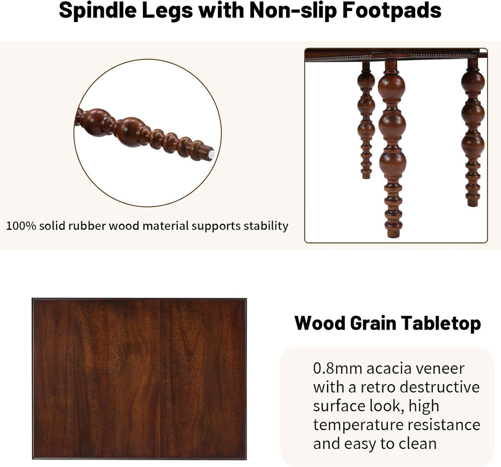 LKTART Wood End Table, Vintage Narrow Sofa Side Table with Storage Drawer, Be...