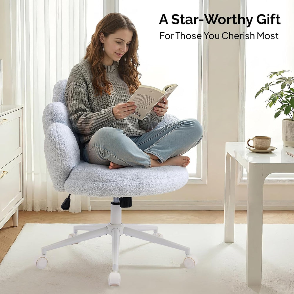 VINGLI Lovely Petal Vanity Desk Chair with Star Pillow, Height Adjustable Arm...