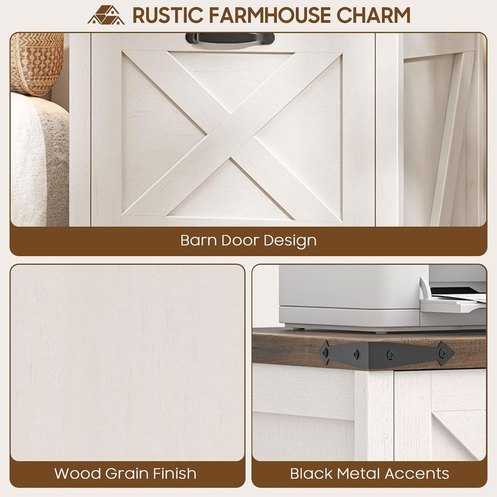 Halitaa Farmhouse File Cabinet with 2 Drawers for Home Office, Rustic White |...