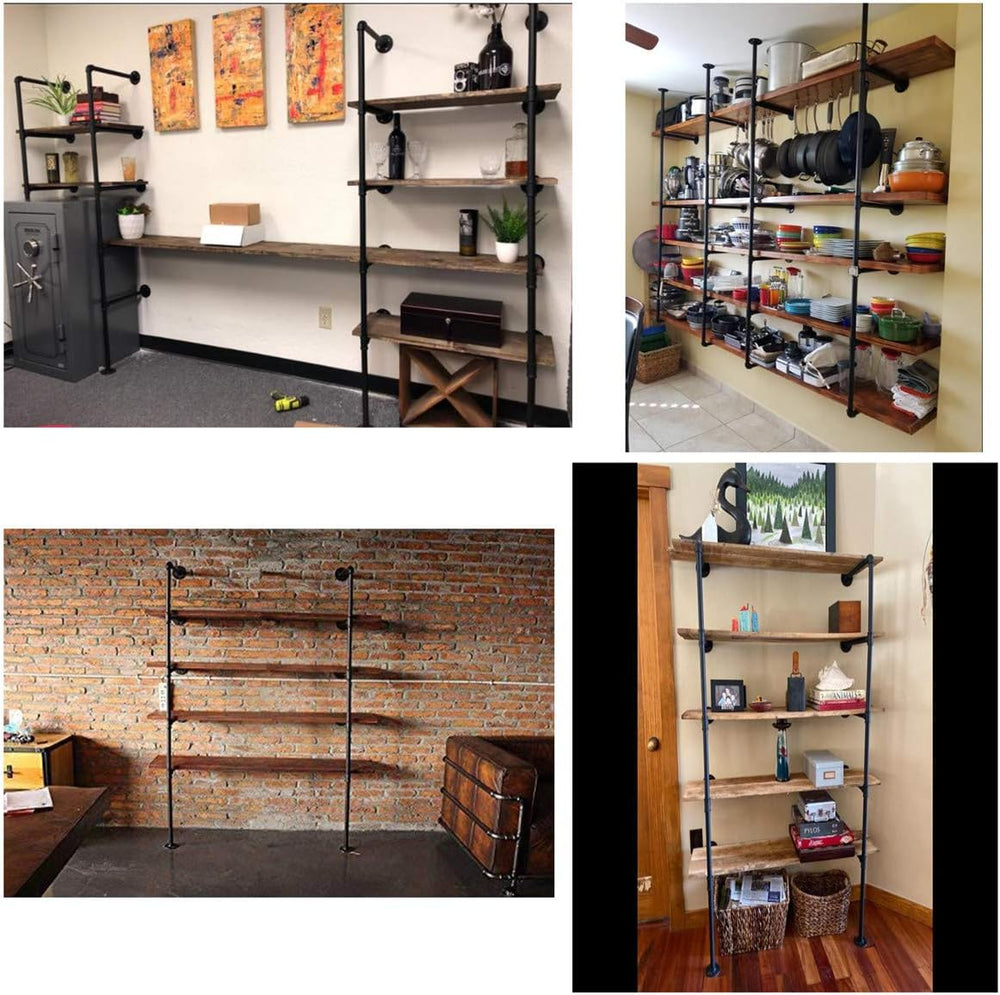 5 tier Industrial Wall Mount Iron Pipe Shelf Shelving Bracket Vintage Retro C...