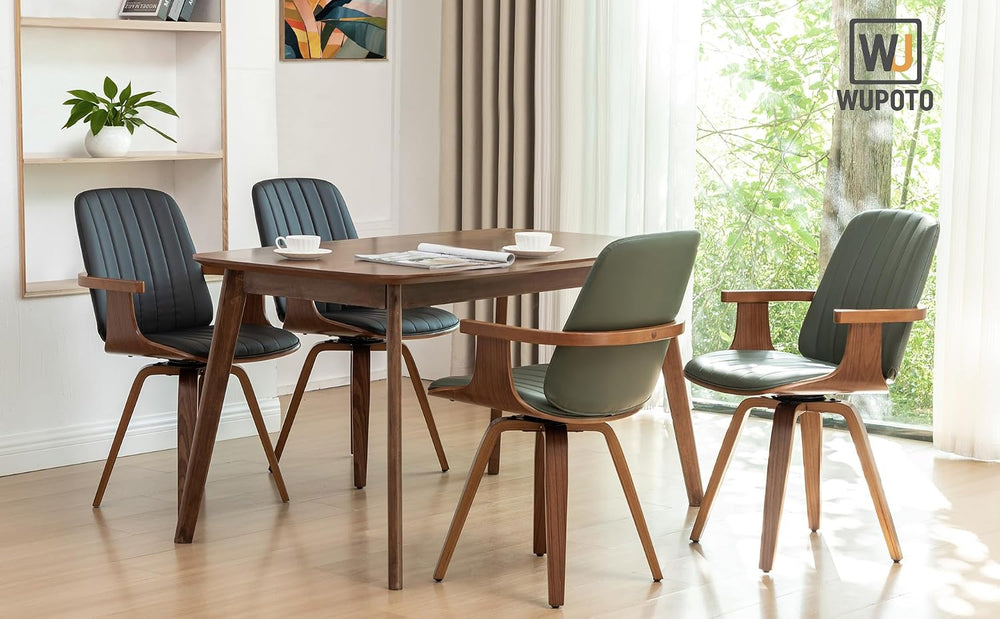 Walnut Dining Chairs, Mid Century Modern Leather Swivel Desk Chairs Walnut | ...