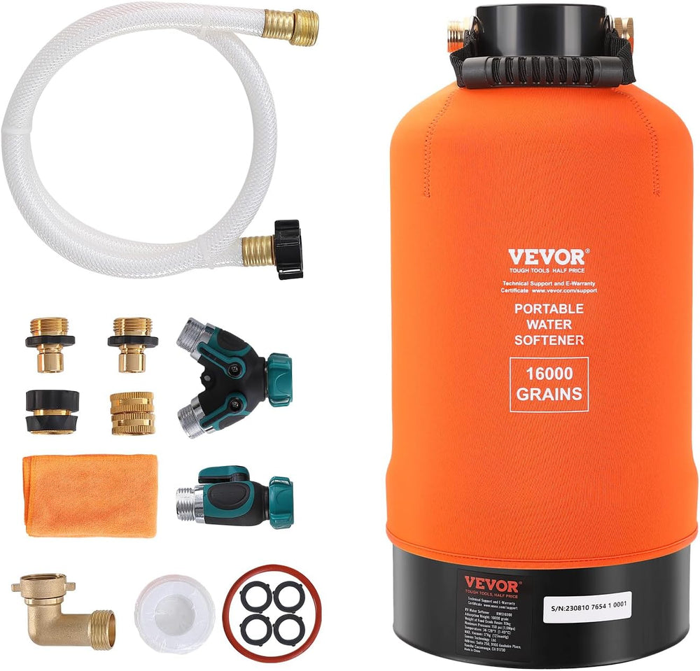 VEVOR RV Water Softener, 16,000 Grain Portable Water Softener, with 3/4"...