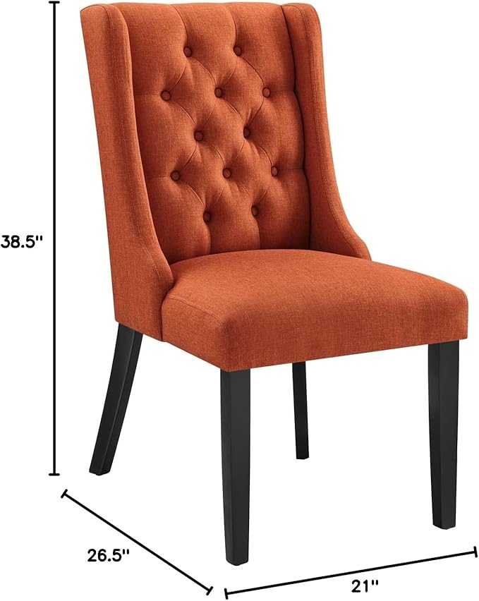 Modway Baronet Button-Tufted Fabric Parsons Dining Chair in Orange