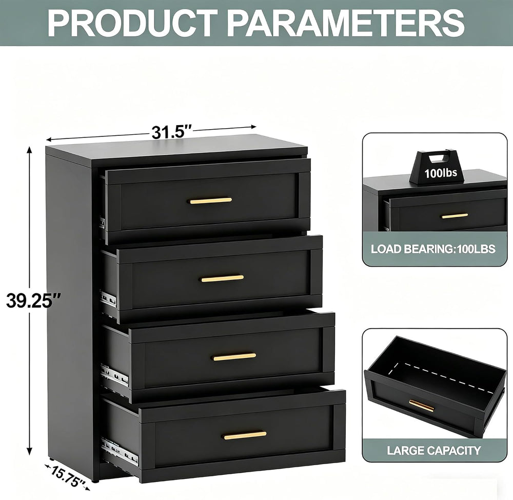 Baborokic Metal Dresser for Bedroom,Steel Chest Drawer Bedroom,4-Drawer Close...
