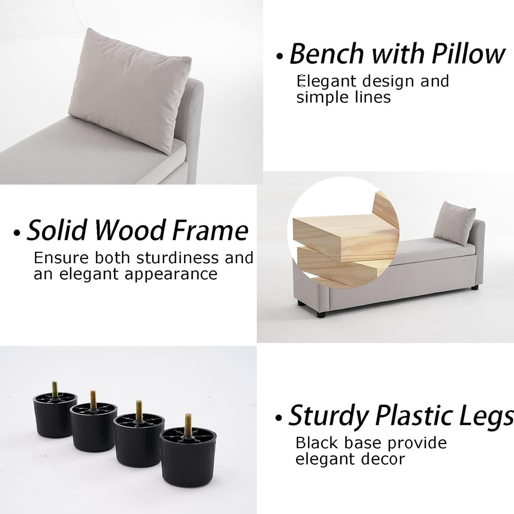 Storage Bench for Bedroom, 55" End of Bed Bench for King Size Bed, Moder...