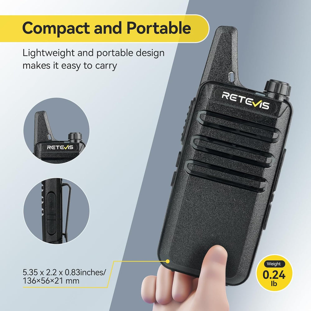 Retevis RT22 Compact & Lightweight Walkie Talkies Long Range (10 Pack)