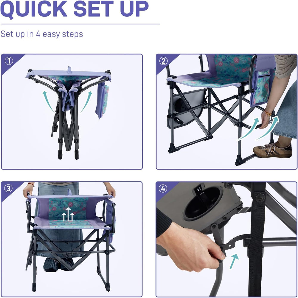 EVER ADVANCED Camping Directors' Chair with Side Table, Portable Folding ...