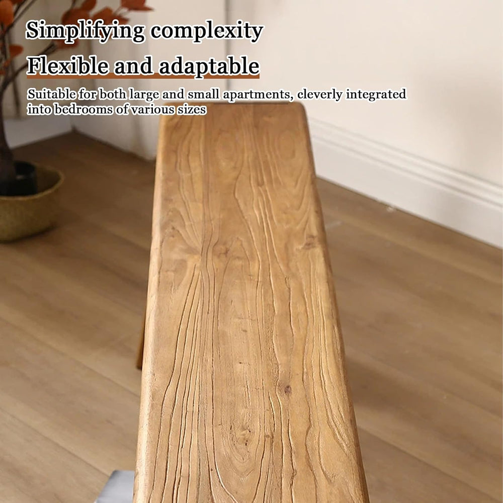 32” Farmhouse Wooden Living Room Dining Indoor Multifunctional Elm Benches Wo...