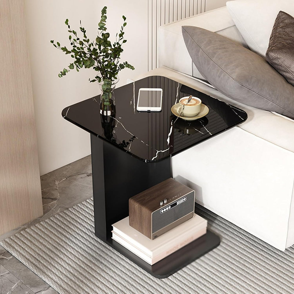 Bedside/Sofa Side Table – Two-Tier Micro-Crystalline Stone Table (Suitable as...