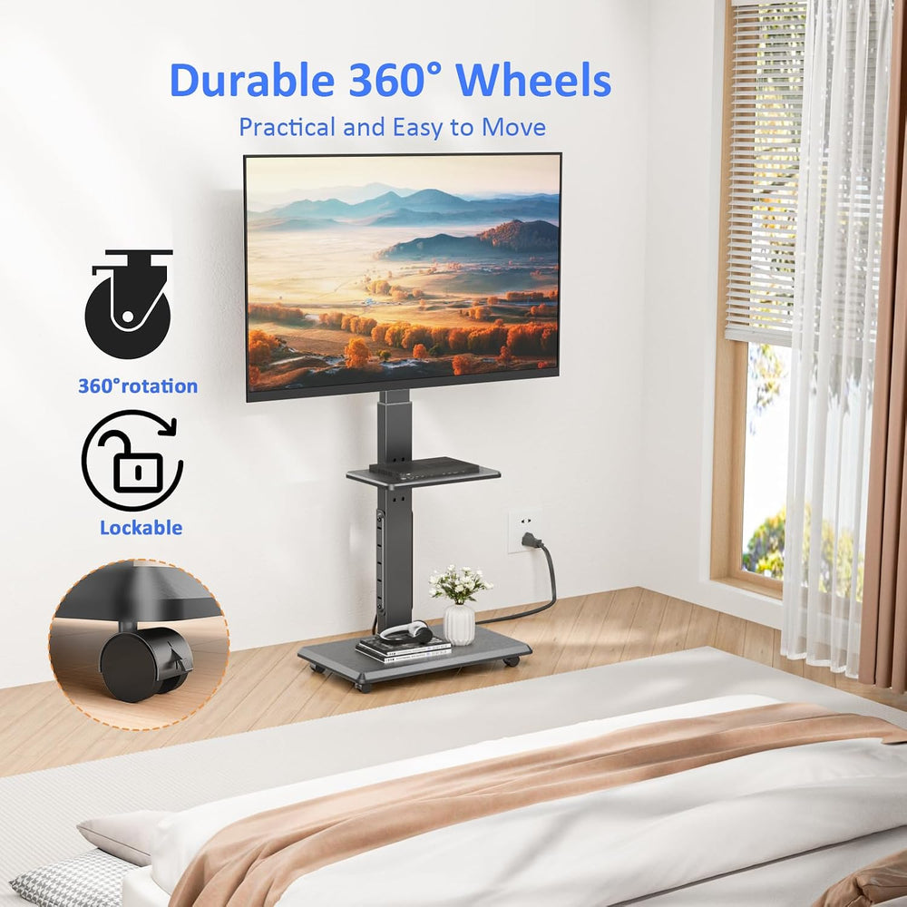 Afaloona Rolling TV Stand with Power Outlet for 32-75" TV, Max Load 110 ...