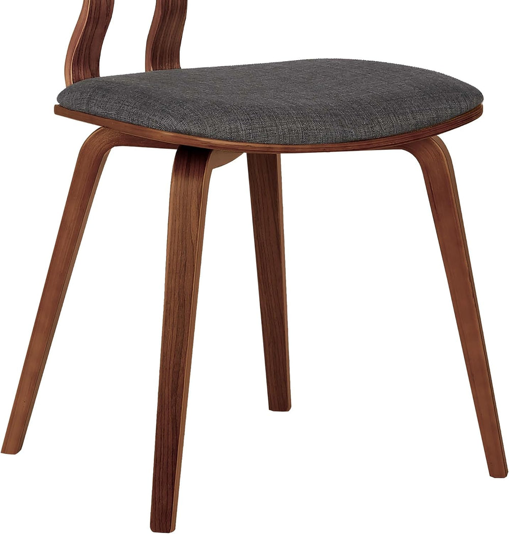 Armen Living Jaguar Dining Chair in Charcoal Fabric and Walnut Wood Finish,Ch...