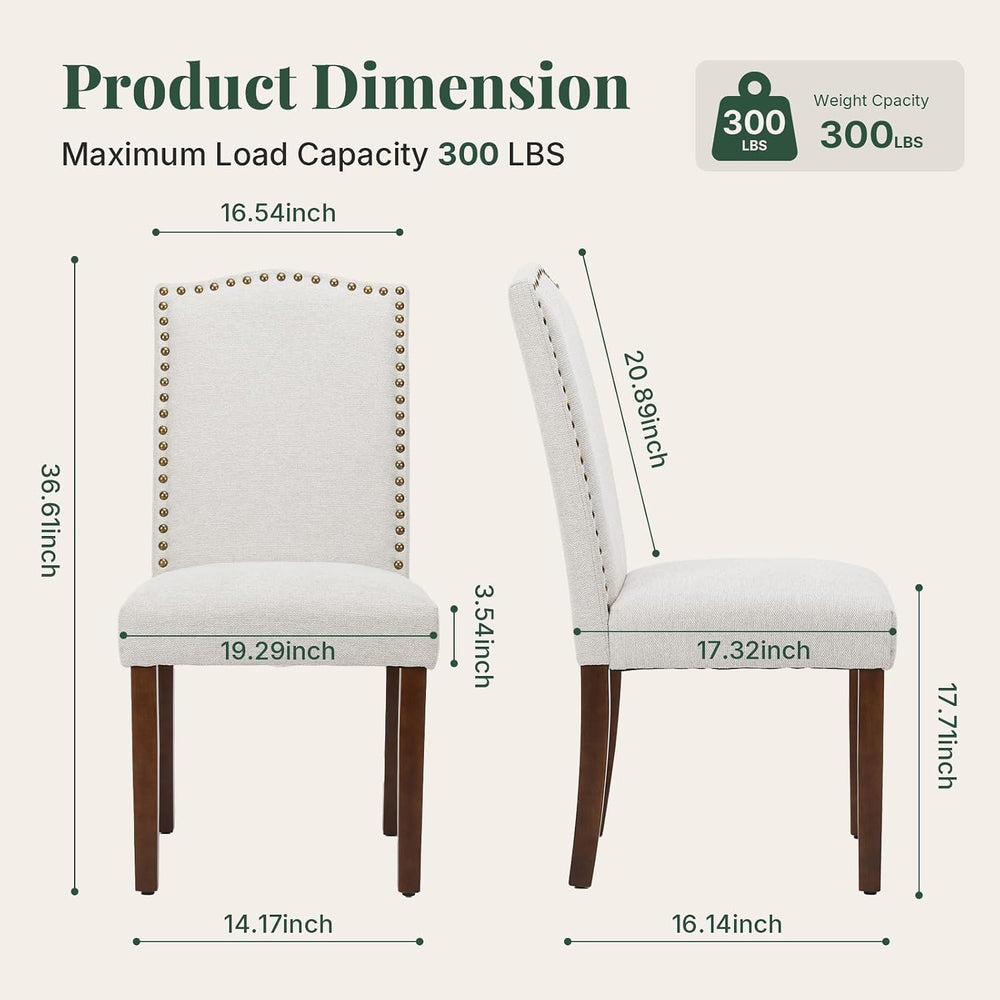 Upholstered Dining Chair Set of 6, Farmhouse Fabric Kitchen Chair | Modern, P...