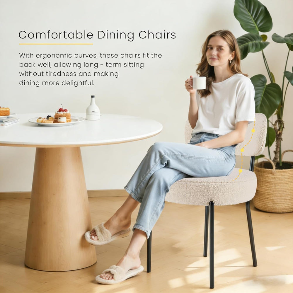 DUMOS Dining Chairs, Mid Century Modern Chair Upholstered Curved Backrest