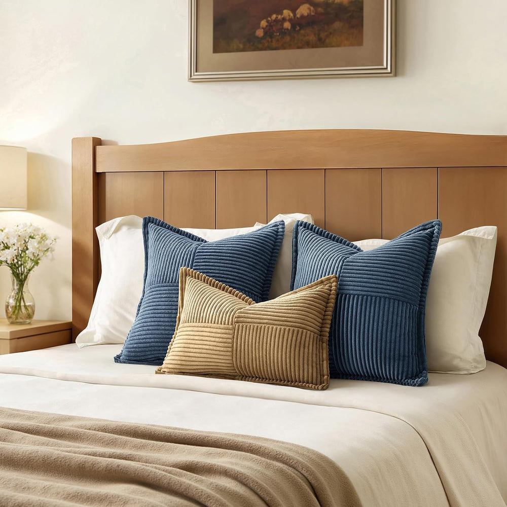 MIULEE Decorative Euro Sham Throw Pillow Covers 24x24 Inch Blue 2 Pack