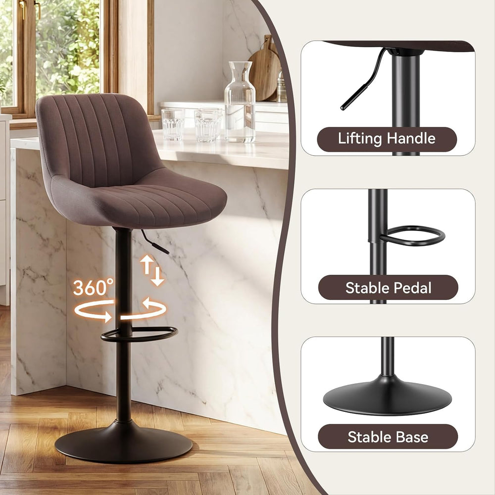 Nalupatio Bar Stools Set of 3, Adjustable Modern Swivel Bar Stools with Backs...