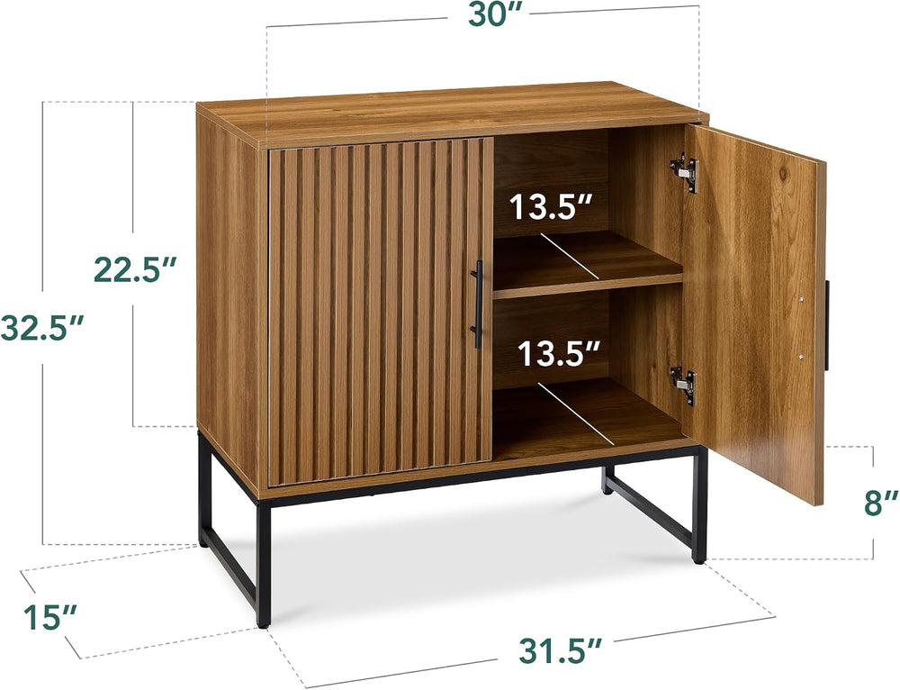 Best Choice Products Slatted Sideboard Buffet Cabinet, Entryway Table, Accent...