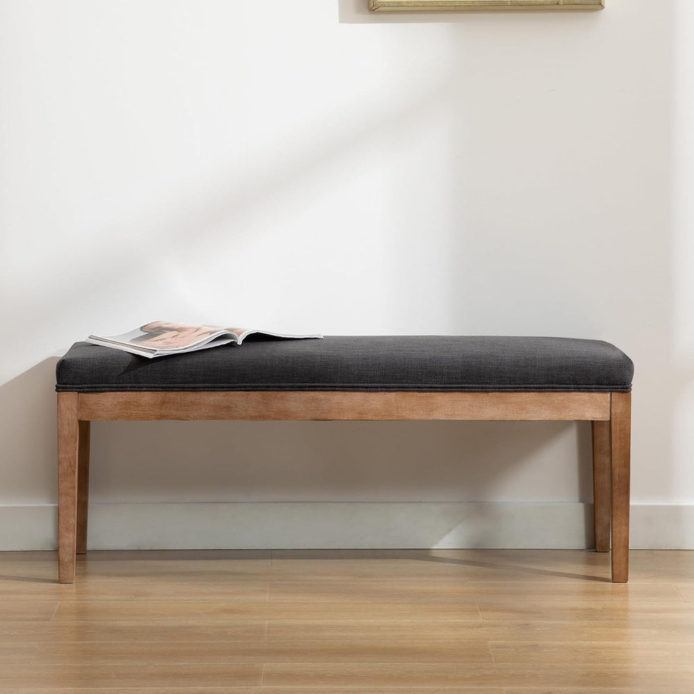 Linen Dining Bench Upholstered Entryway Bench Farmhouse Shoe Bench Seat Ottom...